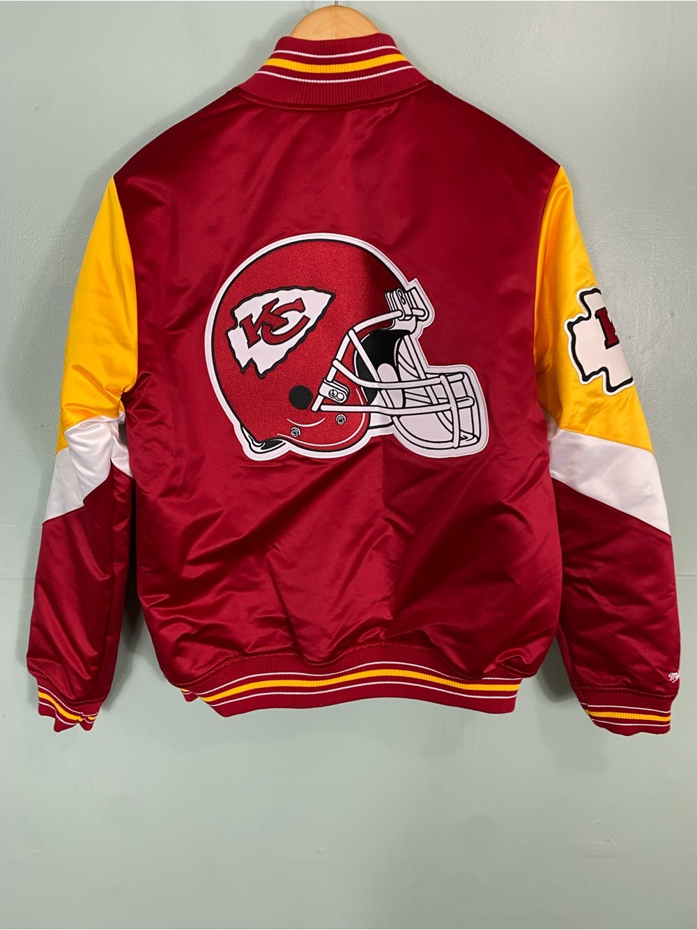 NFL Chiefs Thrown It Back Satin Jacket Red Medium